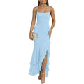 Kaximil Women'S Sexy Spaghetti Strap Maxi Dresses Ruched Bodycon Ruffle Mermaid Cocktail Wedding Guest Dress 2026