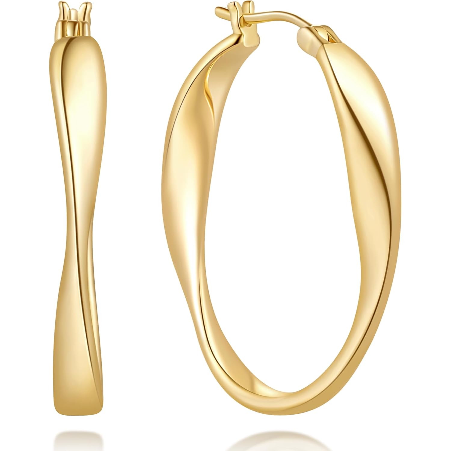 Gold Hoops Earrings for Women 14K Gold Earrings for Women Hoops Earring for Womens Hoop Twisted Wave Hoop Earring for Womens