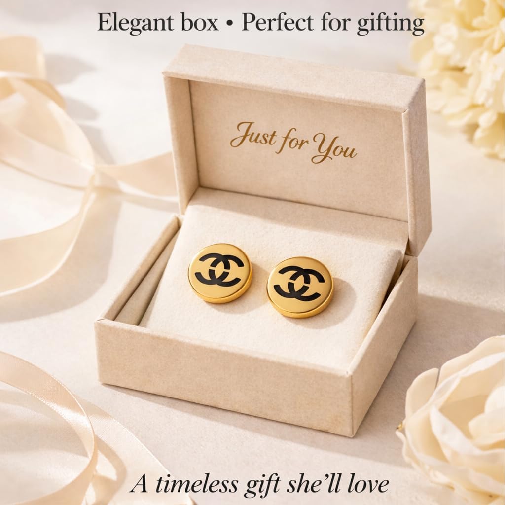 18Gold Luxury Letter Earrings for Women & Best Friends | Elegant Gold Stud Earrings Accessories for Valentine's Day, Birthday Gifts & All Occasions