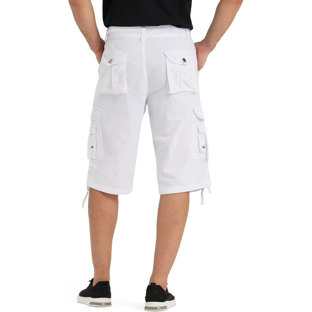 Best South Mens Cargo Shorts With 8 Pockets Casual Long Blew Knee Capri 3/4 Pants Relaxed Fit Work Fishing Hiking
