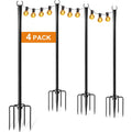 4 Pack String Light Poles For Outside With Ground Stakes And Fence Clips | Adjustable 7-Section Metal Patio Light Poles For String Lights And Lanterns; For Garden, Patio, Backyard And Outdoor Decor.