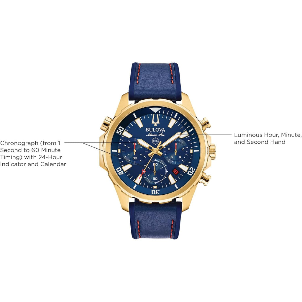 Bulova Men'S Marine Star Series B Stainless Steel 6-Hand Chronograph Quartz Watch, 100M