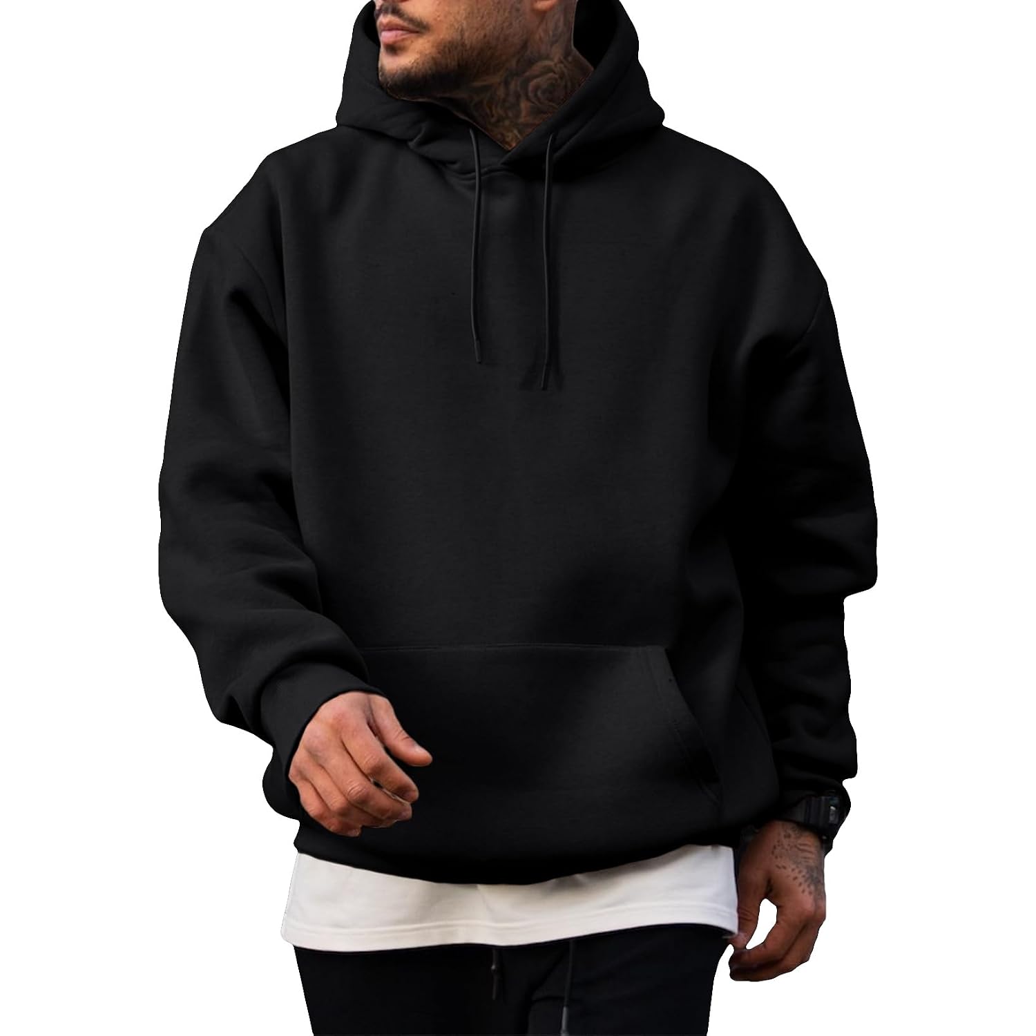 Jmierr Mens Fleece Lined Hoodie Pullover Drawstring Pocket Winter Warm | Cozy Fleece-Lined Pullover, Adjustable Drawstring Hood, Kangaroo Pocket, Regular Fit, 65/35 Poly-Cotton, Easy Wash