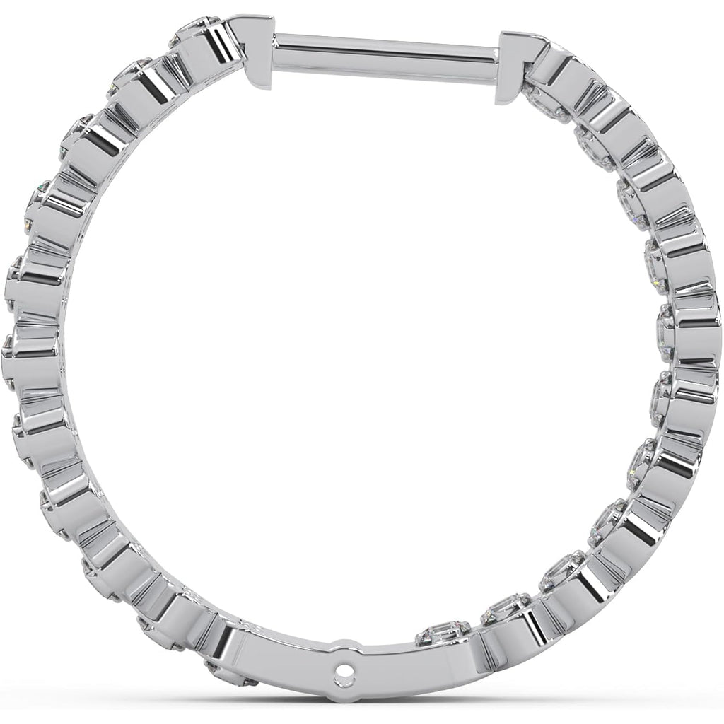 1.06 Ctw Round Cut Natural Diamond Designer Hoop Earrings for Women | 925 Sterling Silver | I-J Color I2-I3 Clarity | Hypoallergenic Fine Jewelry | Elegant Gift Box Included