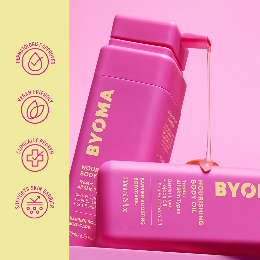 Byoma Nourishing Body Oil - For All Skin Types - Lightweight, Fast-Absorbing Body Oil With Jojoba & Seabuckthorn - Hydrates, Brightens & Restores Skin Barrier - 6.76 Fl Oz
