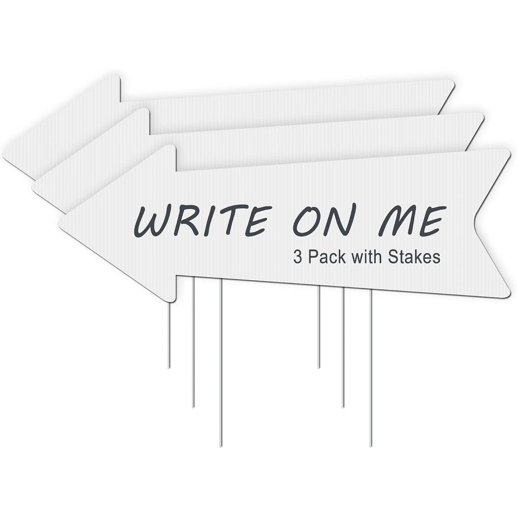 Blank Arrow Signs With Stakes 3 Pack 17 X 6 Inches Wedding Directional Yard Signs With Stakes, This Way Arrow Yard Signs Birthday Party Signs Arrow