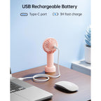 Sweetfull Mini Portable Fan - Rechargeable Handheld Fan, 3 Speeds Personal Small Hand Gifts For Travel Essentials, Lash, Makeup, Eyelash, Kids, Girls, Women - Usb, Cute Design Pink