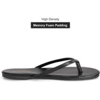 Mazeskin Women'S Memory Foam Comfortable Flat Thong Sandals Dressy Summer Beach Leather Slide Flip Flops