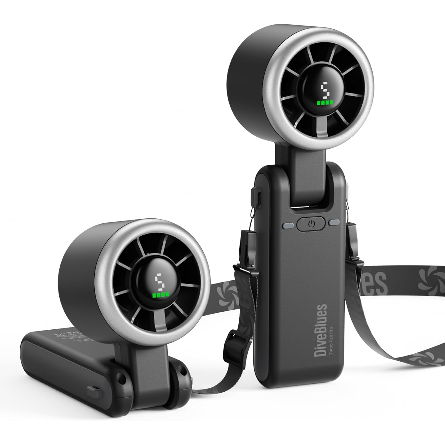 Diveblues Portable Handheld Turbo Fan | 3 In 1 Hand/Neck/Desk Fan, Up To 12 Working Hours, 5 Gear Wind, Battery Operated, Travel, Working, Outdoor Activities