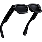 Cool Square Frame Sunglasses for Women Men Trendy Chunky Rectangle Sun Glasses Black Shades UV400 Protection Black and Gray