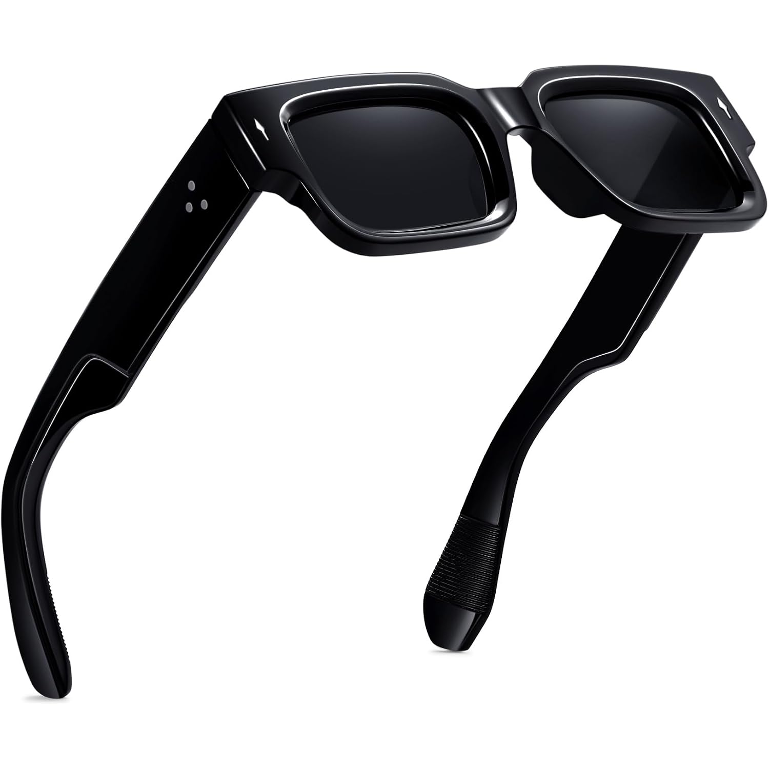Cool Square Frame Sunglasses for Women Men Trendy Chunky Rectangle Sun Glasses Black Shades UV400 Protection Black and Gray