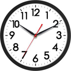 Akcisot 14 Inch Wall Clock, Battery Operated Analog Clock, Silent Non-Ticking, Ideal For Bedroom, Bathroom, Kitchen, Office And School, Black