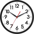 Akcisot 10 Inch Wall Clock, Battery Operated Analog Clock, Silent Non-Ticking, Ideal For Bedroom, Bathroom, Kitchen, Office And School, Black