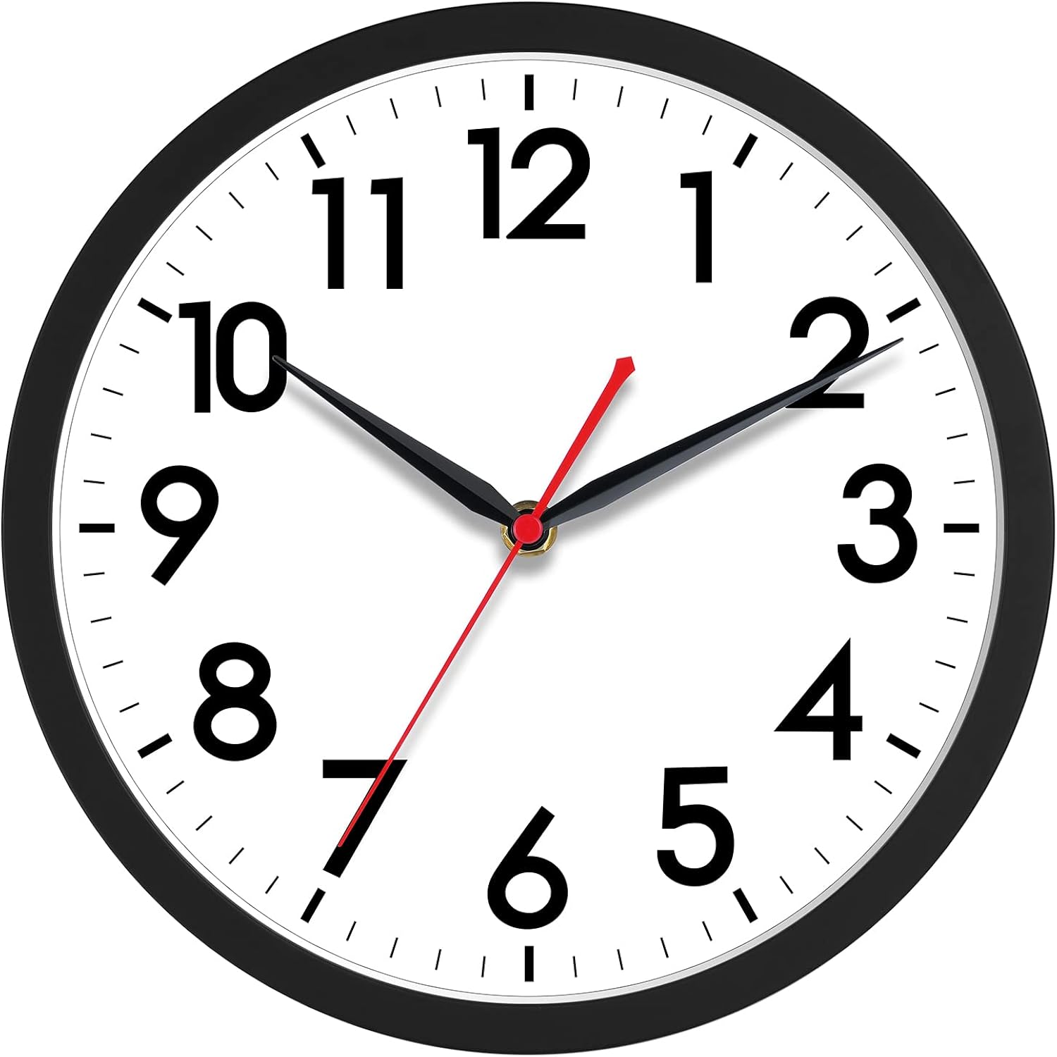 Akcisot 10 Inch Wall Clock, Battery Operated Analog Clock, Silent Non-Ticking, Ideal For Bedroom, Bathroom, Kitchen, Office And School, Black