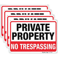 Large No Trespassing Signs Private Property, 10X14 Inch Aluminum, 4 Pack | Rust-Free Aluminum With Uv Print; Weatherproof For Yard, Fence, Gate, Farm, Driveway, And Home Entrance
