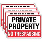 Large No Trespassing Signs Private Property, 10X14 Inch Aluminum, 4 Pack | Rust-Free Aluminum With Uv Print; Weatherproof For Yard, Fence, Gate, Farm, Driveway, And Home Entrance