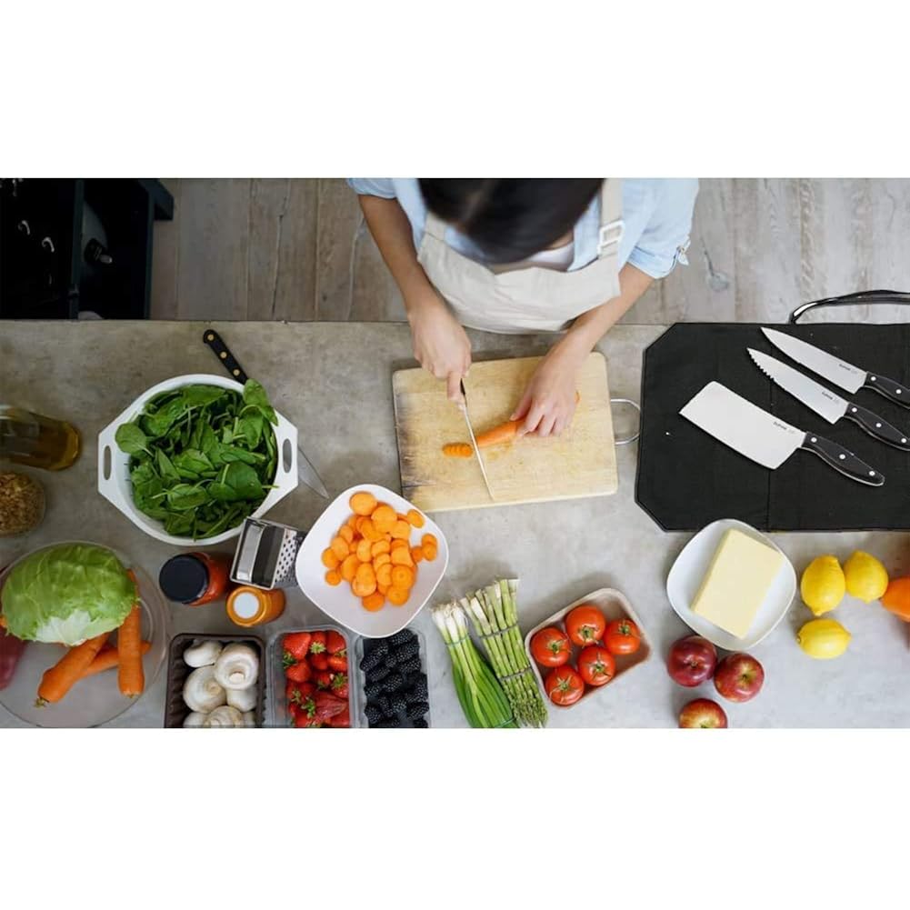 Hersent Chef'S Knife Roll Bag,Portable Travel Chef Knife Case Knife Bag Carrier Storage Bag With 4 Slots Best Gift For Pro Chef Or Culinary Enthusiasts Men Women
