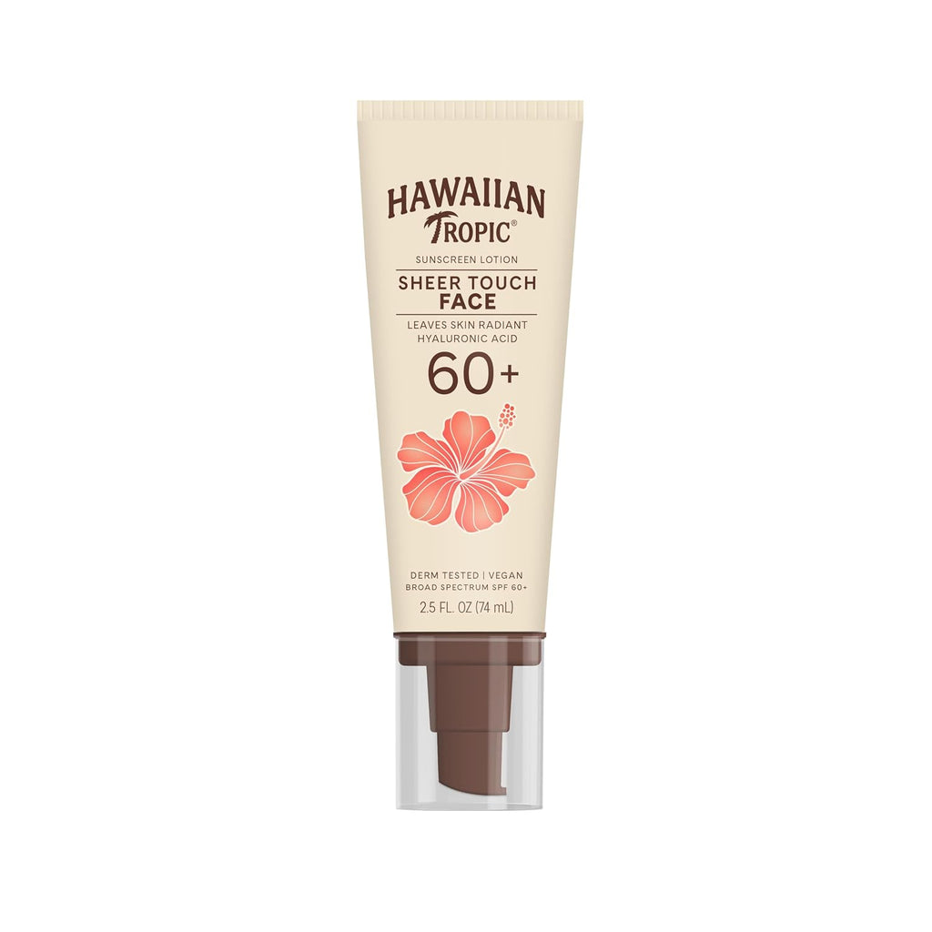 Hawaiian Tropic Sheer Touch Face Sunscreen Lotion Spf 60, 2.5 Fl Oz | Travel Size Sunscreen For Face, Sunblock Lotion, 2.5 Fl Oz