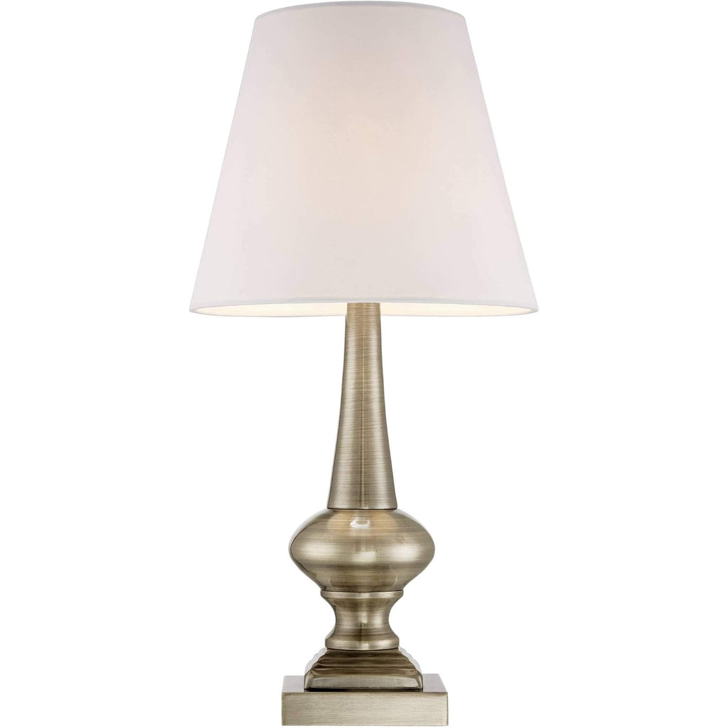 Larson 19" Small Table Lamps Set Of 2 Gold Touch Antique Brass Modern | Traditional Metal Bedroom Living Room House Bedside Nightstand Office Family Home White Bell Shade