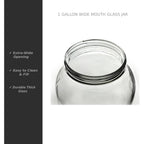 North Mountain Supply 1 Gallon Glass Jar Wide Mouth with Black Plastic Lid - USDA, BPA-Free, Made in the USA - for Fermenting, Storing, Canning, and Much More!