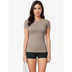 5 Pack Women's Short Sleeve Basic T Shirts Tees, Slim Fit Crew Neck Tshirt Summer Tops for Casual Workout Trendy