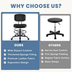 Dumos Armless Drafting Chair, Low Back Office Seat With Adjustable Footrest Ring For Standing Desk, Ergonomic Pu Leather Office Seating, Swivel Rolling High Stool For Studio, Lab, Counter, Black