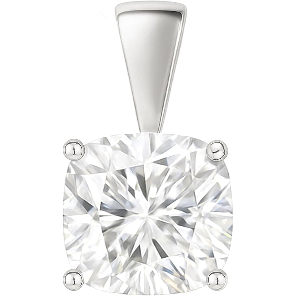 10K Solid White or Yellow Gold Lab Grown Moissanite Solitaire Pendant | Solid Bail | Round, Cushion, Pear, Emerald, Oval Cut | Pendant Only | Fine Jewelry Luxury Gift