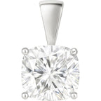 10K Solid White or Yellow Gold Lab Grown Moissanite Solitaire Pendant | Solid Bail | Round, Cushion, Pear, Emerald, Oval Cut | Pendant Only | Fine Jewelry Luxury Gift