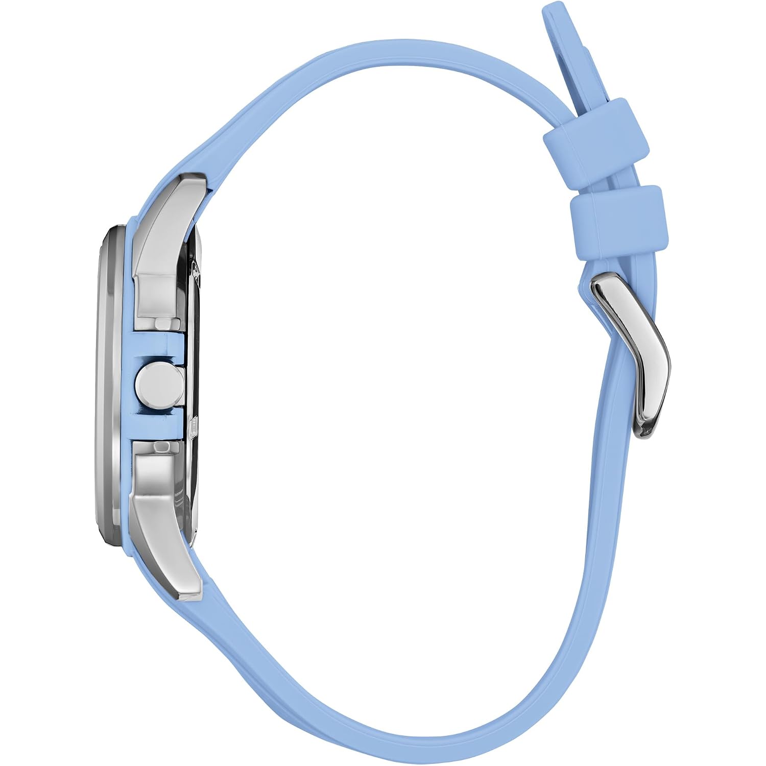 Citizen Ladies Eco-Drive Veya, 33.4Mm Silver-Tone Stainless Steel Case With A Blue Silicon Strap & Silver-White Dial (Style: Fe1260-09A)