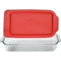 Pyrex (1) 233 3-Qt Rectangular Glass Baking Dish & (1) 233-Pc Red Food Storage Lid – Clear Glass Bakeware – Perfect For Leftovers, Food Preparation And So Much More - Made In The Usa