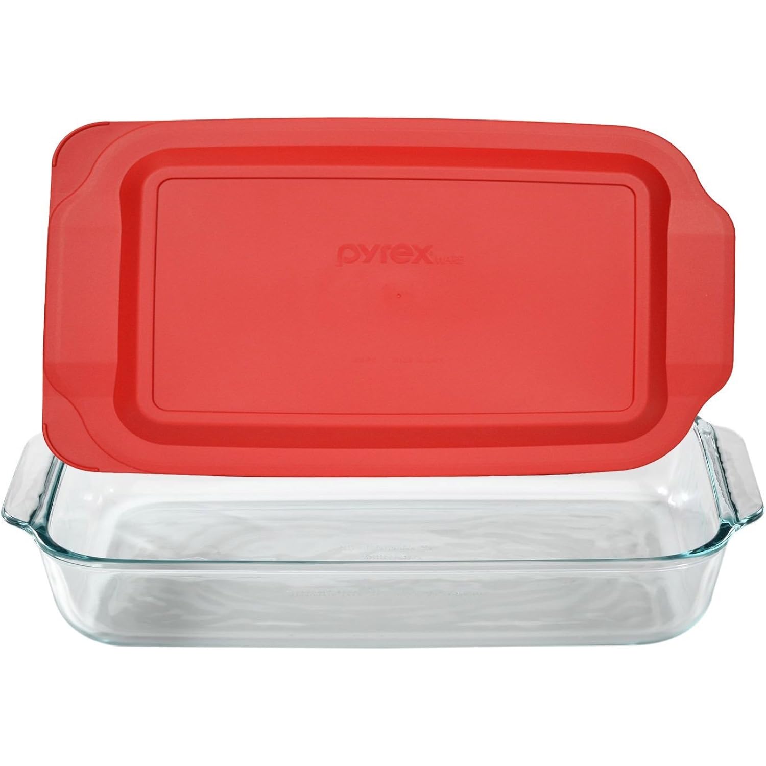 Pyrex (1) 233 3-Qt Rectangular Glass Baking Dish & (1) 233-Pc Red Food Storage Lid – Clear Glass Bakeware – Perfect For Leftovers, Food Preparation And So Much More - Made In The Usa