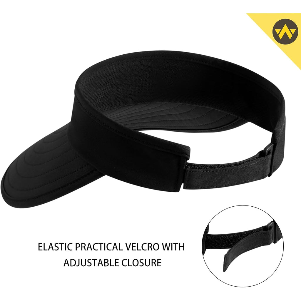 WANDER Sun Visor Hats for Women Wide Brim UV Protection Adjustable Large Golf Beach Cap Packable Travel Sport Visor