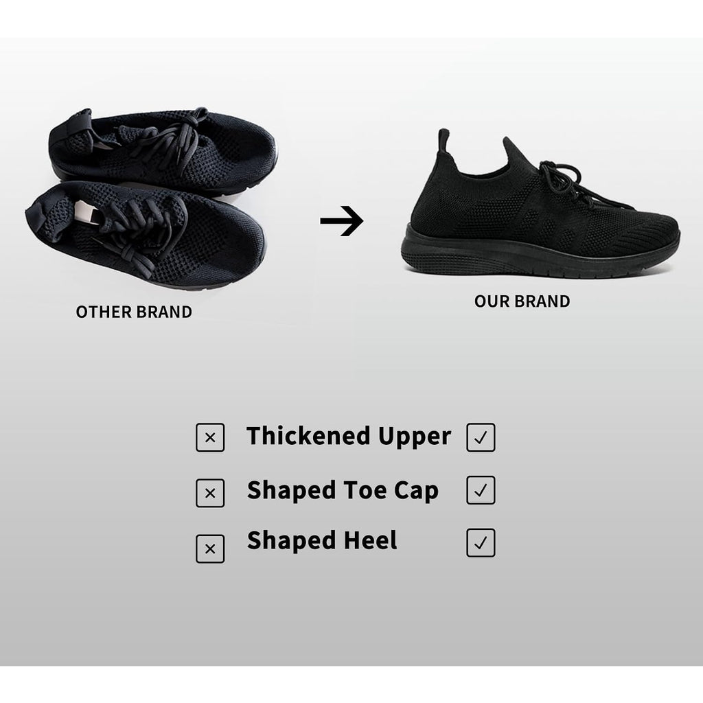Bernal Black Sneakers For Women Walking Shoes Non Slip Lightweight Casual Breathable Tennis Shoes Work Travel