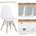 Giantex Dining Chairs Set Of 2 White, Pre Assembled Mid Century Modern Dining Chairs With Wood Legs, Armless Kitchen Chairs, Plastic Dining Side Chair For Dining Room, Kitchen, Living Room