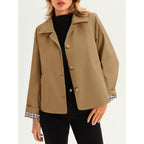 Tankaneo Womens Cropped Trench Coat Lightweight Single Breasted Jacket Fall Windbreaker Fashion Outerwear