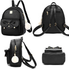 I IHAYNER Girls Bowknot 3-Pieces Fahsion Leather Backpack Backpack Purse for Women Rucksack for Ladies Shoulder Bag