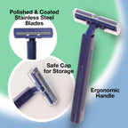 Freshscent (144 Pack) Individually Wrapped Twin Blade Razors with Clear Safety Cap, Disposable, Bulk Packed, Sold by the Case. Unisex.
