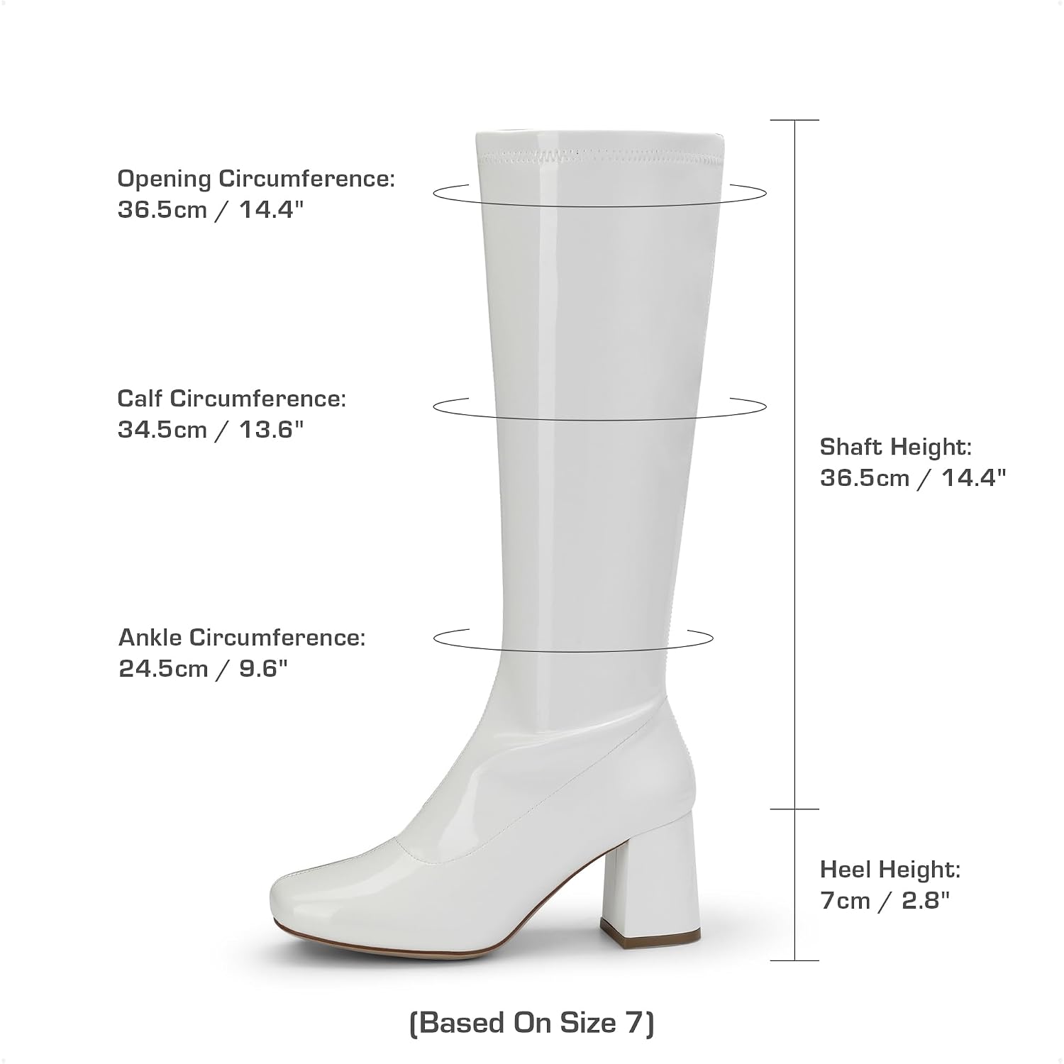 Dream Pairs Women'S Gogo Boots Square Toe Chunky Wide Calf Knee High Boots