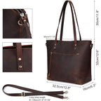 S-Zone Vintage Genuine Leather Shoulder Bag Work Totes For Women Purse Handbag With Back Zipper Pocket Large