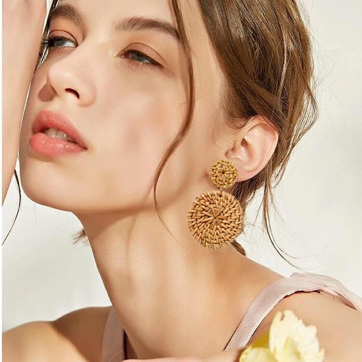16 Pairs Trendy Statement Acrylic Rattan Earrings for Women-Fashion Summer Beach Vacation Boho Jewelry Set