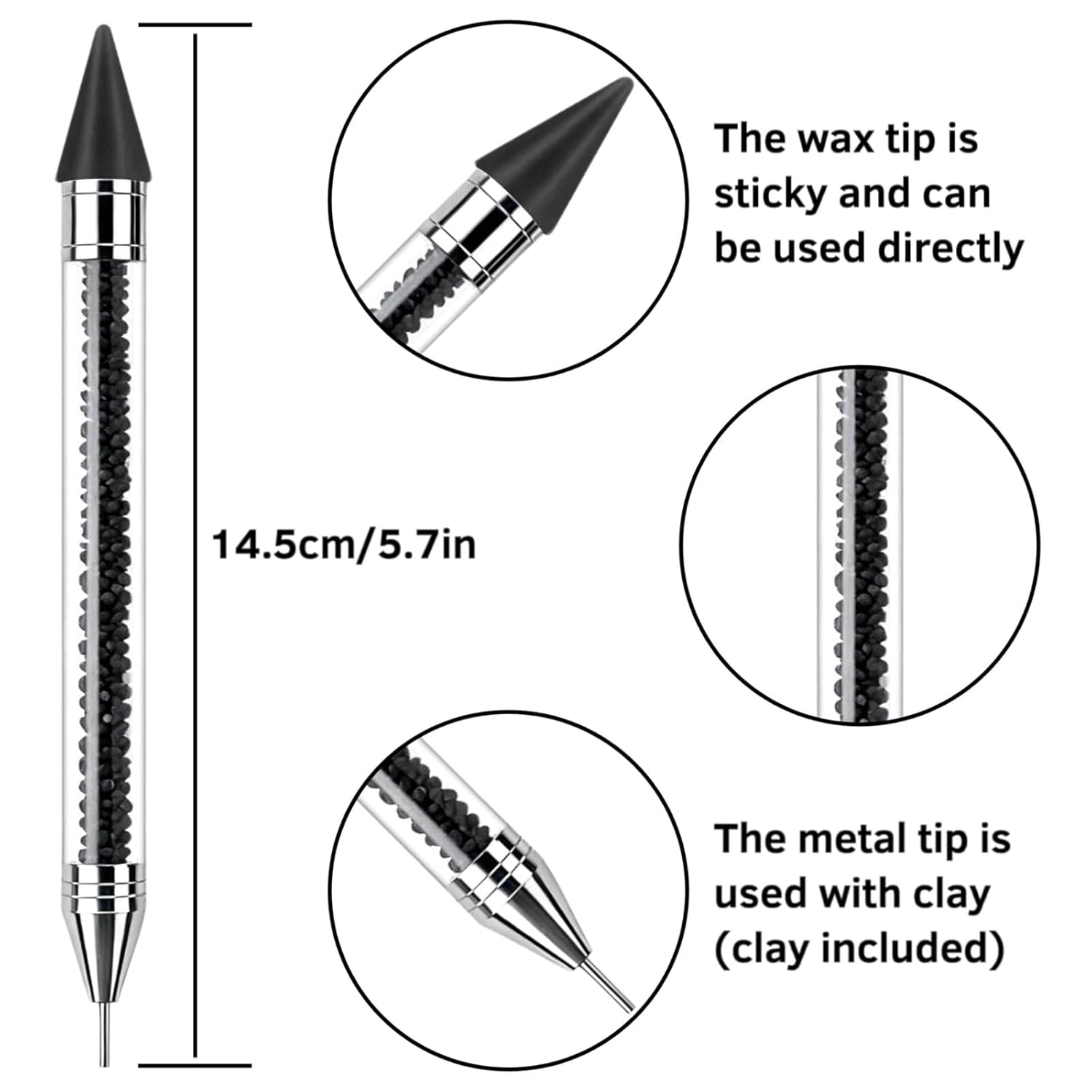 Rhinestone Picker Tool Dotting Pen with 2 Wax Tips, Wax Pencil for Rhinestones, Gem Picker Pen Diamond Jewel Applicator, Rhinestone Tools Kit for Bedazzling DIY Nail Art