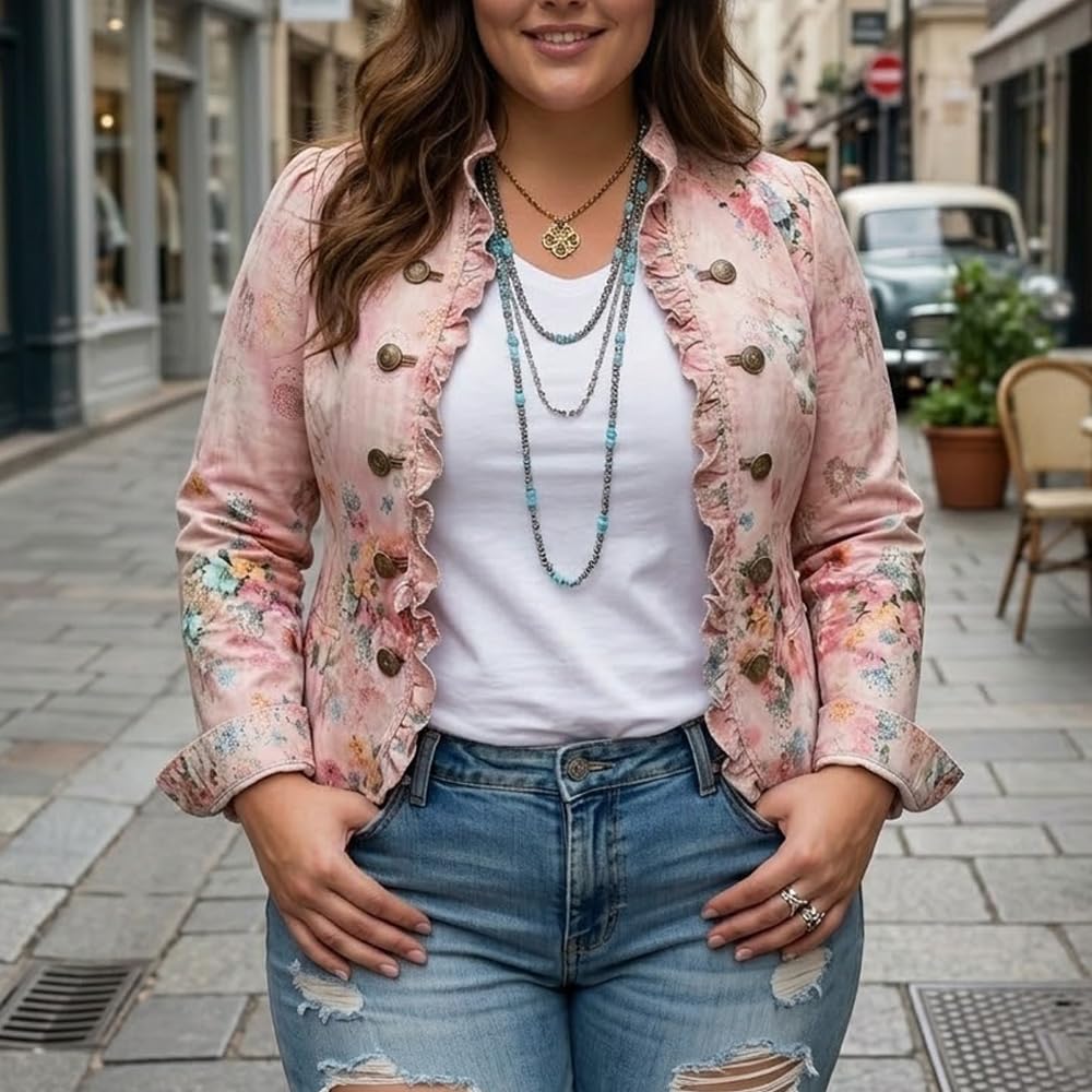 Women'S Floral Print Lightweight Long Sleeve Jacket Casual Spring Summer Blazer