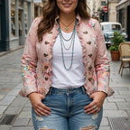 Women'S Floral Print Lightweight Long Sleeve Jacket Casual Spring Summer Blazer