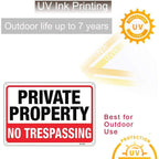 Large No Trespassing Signs Private Property, 10X14 Inch Aluminum, 4 Pack | Rust-Free Aluminum With Uv Print; Weatherproof For Yard, Fence, Gate, Farm, Driveway, And Home Entrance