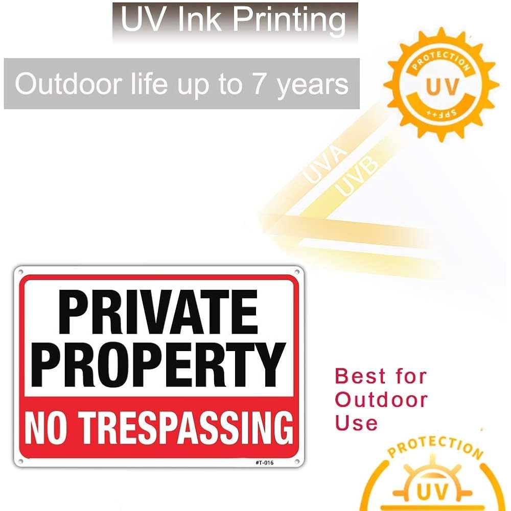 Large No Trespassing Signs Private Property, 10X14 Inch Aluminum, 4 Pack | Rust-Free Aluminum With Uv Print; Weatherproof For Yard, Fence, Gate, Farm, Driveway, And Home Entrance