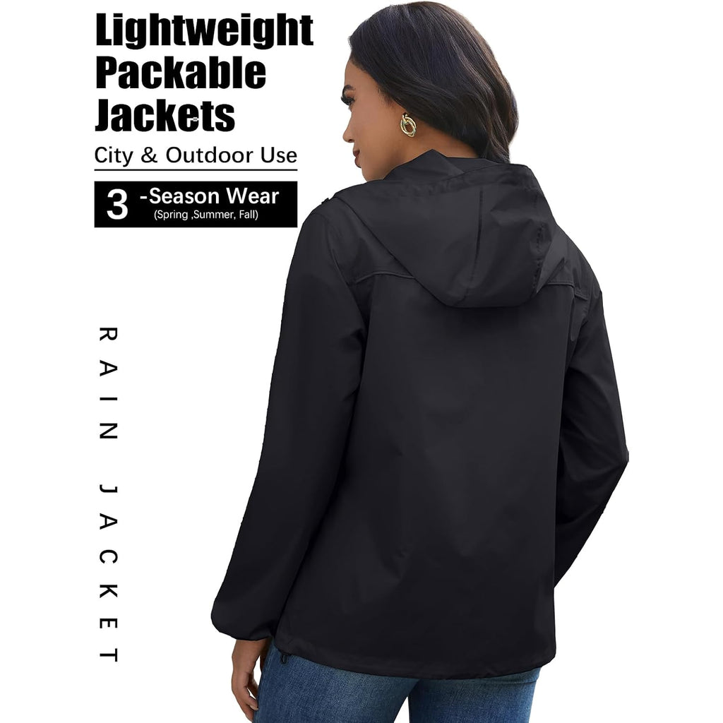 Lightweight Rain Jacket Women Packable Wind Breaker Light Rain Jacket Women Waterproof Travel Raincoat S-Xxl