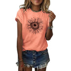 Women's T Shirts Short Sleeve Tees Sunflower Graphic Loose Summer Tops
