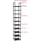 Fiducial Home 10 Tiers Vertical Shoe Rack 10 Pairs Skinny Shoe Shelf | Tall Narrow Space Saving For Entryway Closet, Easy To Assemble, 11"L X 11"W X 68.8"H