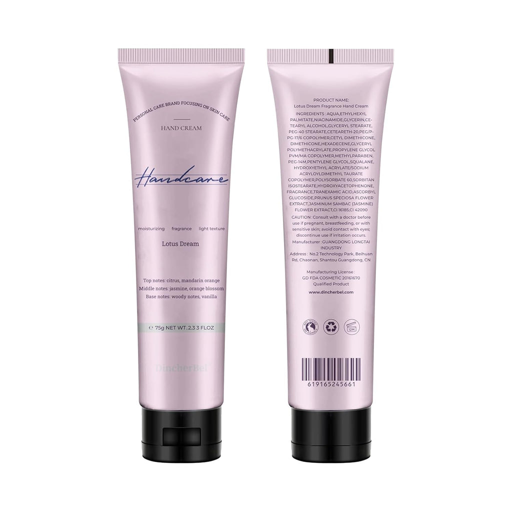 DincherBel Lotus Dream Hand Cream for Dry Cracked Hands, Birthday Gifts for Women, Bridesmaid Gifts, Nurse Gifts, Party Favors, Hand Cream Gifts Set for Women, Travel Size 2.33fl.oz x 3
