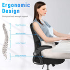 Naspaluro Home Office Desk Chair Mid Back With Adjustable Height Dark Black